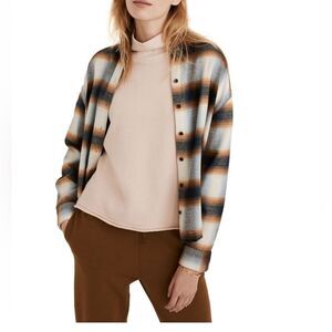 MADEWELL Flannel Westlake Plaid Shirt, Button Down, Medium (6/8) Brown/Black NWT